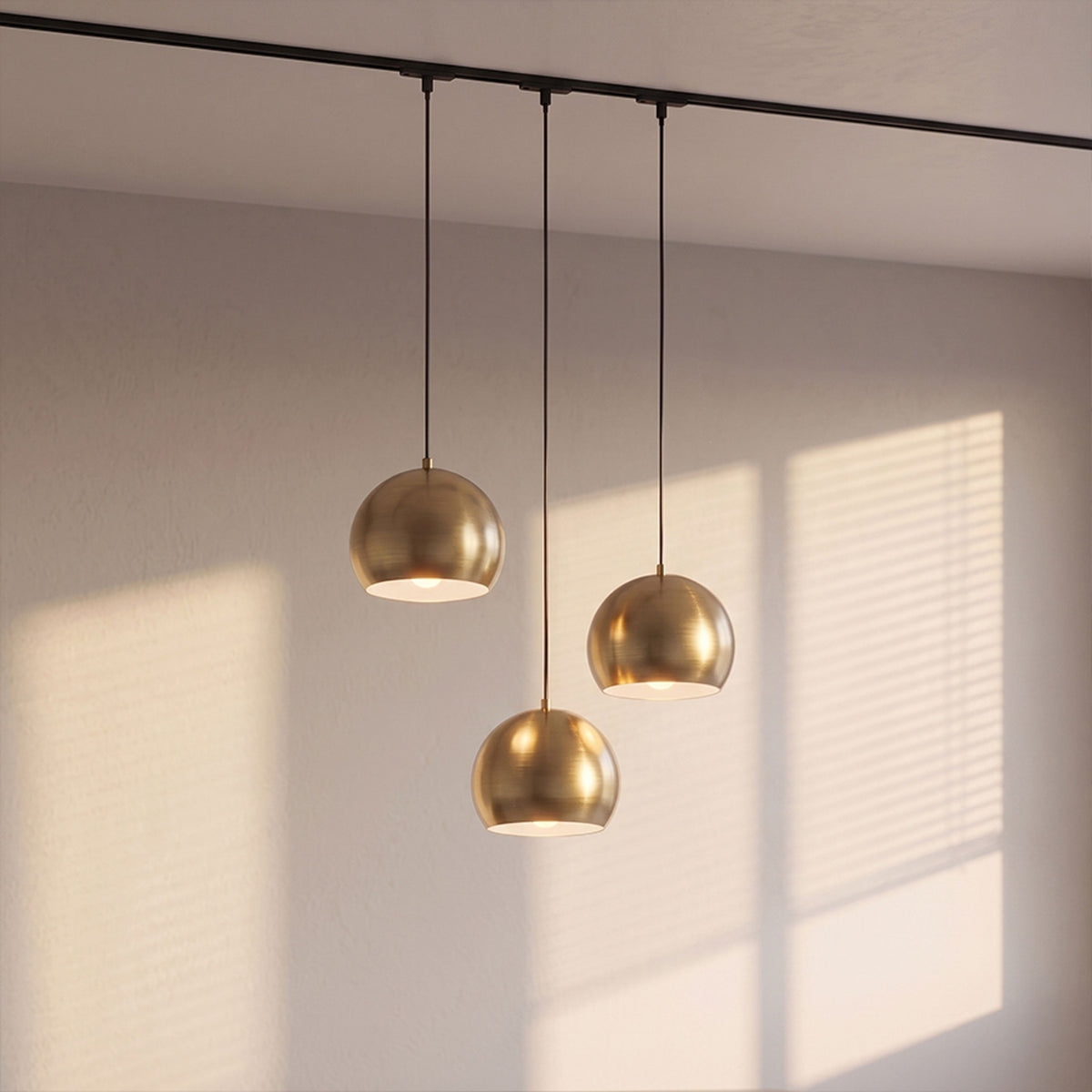 RENDL 1-circuit track system AGNETA for 1-circuit tracks pendant  brushed brass 230V LED E27 11W R13972 2