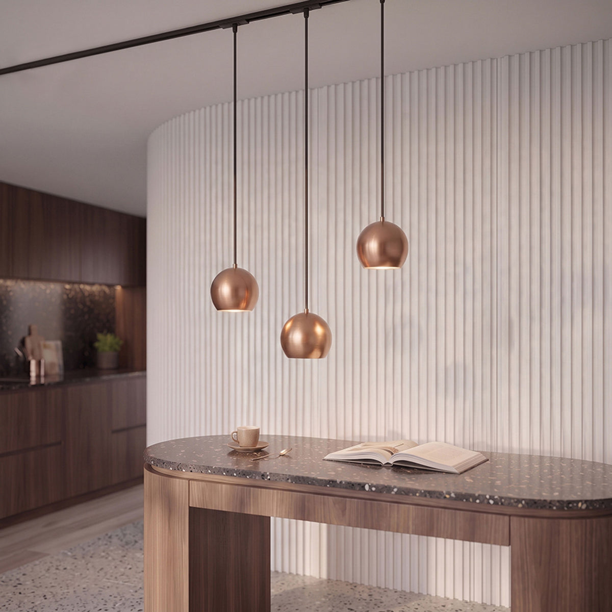 RENDL 1-circuit track system AGNETA for 1-circuit tracks pendant  brushed copper 230V LED E27 11W R13973 2