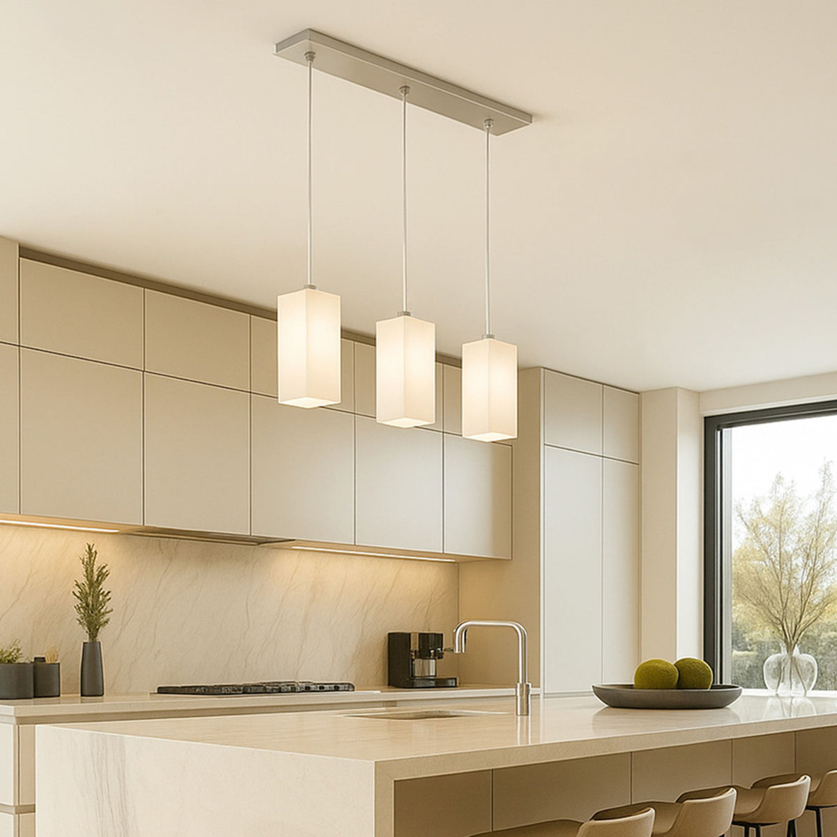 RENDL pendant lamp LIZ III 60 pendant  opal-colored glass/chrome 230V LED E27 3x15W R14024 2