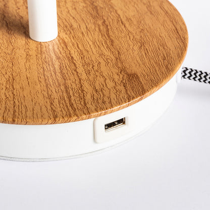RENDL table lamp KEITH/ALVIS 24 table with USB white beech 230V LED E27 11W R14038 3