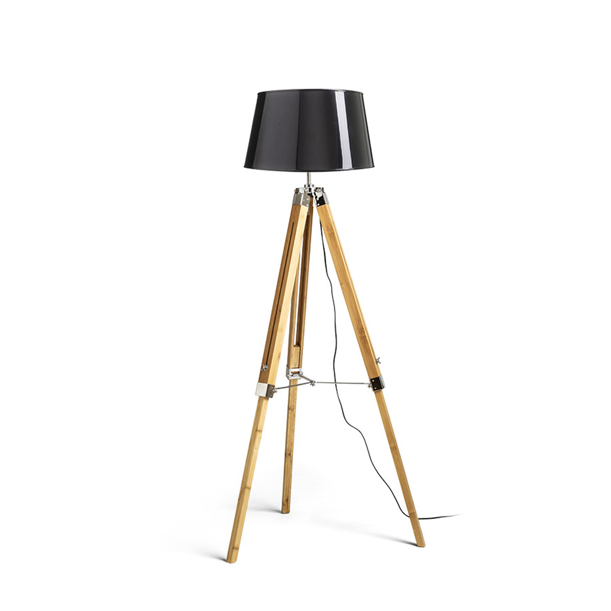 RENDL floor lamp ALVIS/RIDICK floor shiny black golden foil/bamboo/chrome 230V LED E27 15W R14046 1