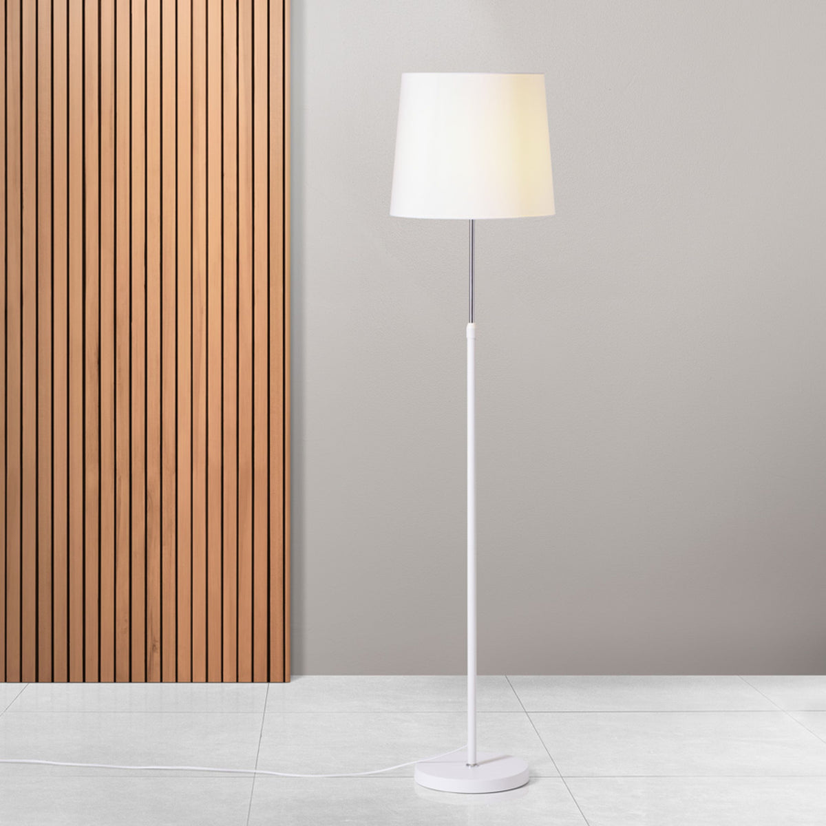 RENDL shades, shade bases, pendent sets EMMETT floor base white chrome 230V LED E27 15W R14117 4