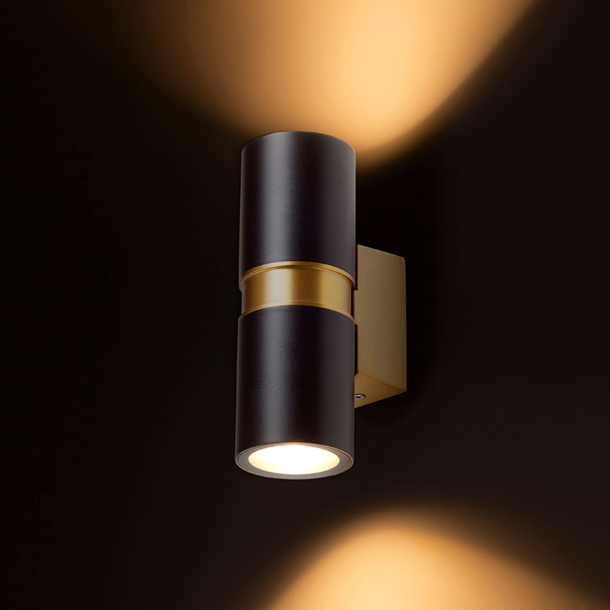 RENDL outdoor lamp MANO wall black/brushed brass 230V LED GU10 2x8W IP54 R14128 2