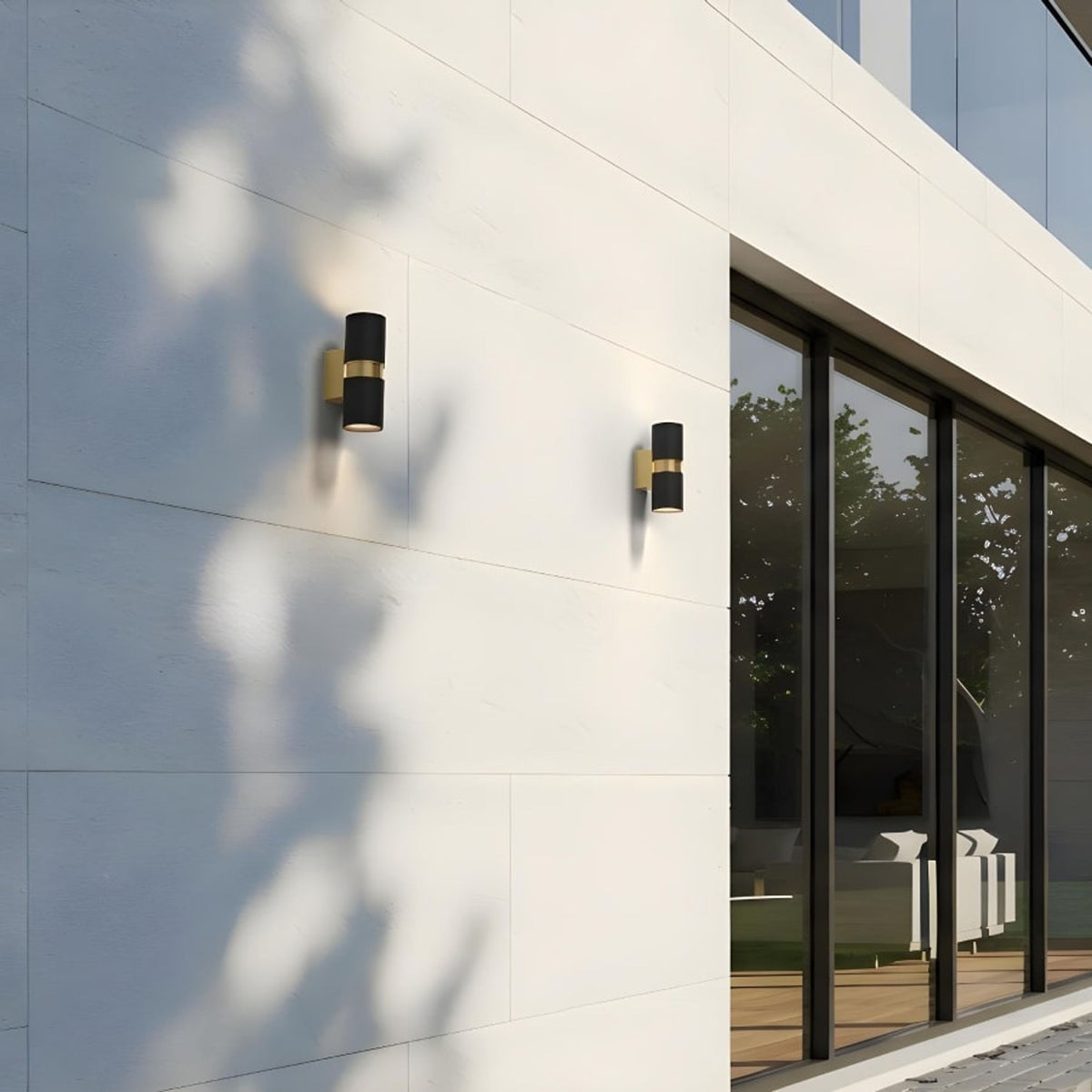 RENDL outdoor lamp MANO wall black/brushed brass 230V LED GU10 2x8W IP54 R14128 5