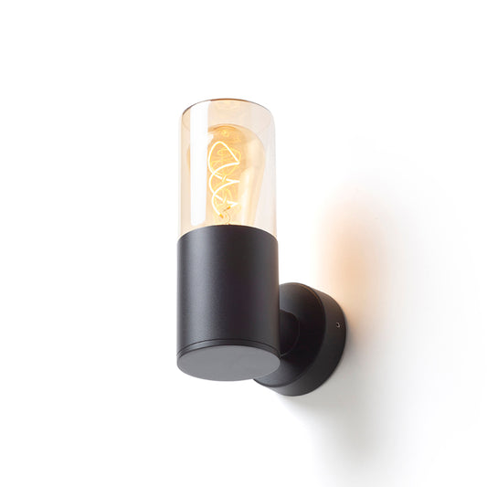 RENDL outdoor lamp QUINN wall black amber-colored glass 230V LED E27 11W IP54 R14129 1
