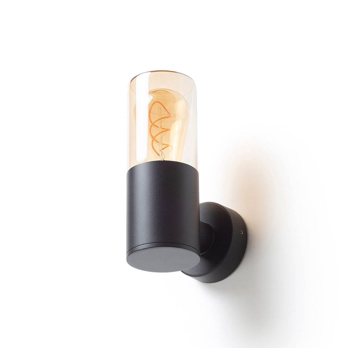 RENDL outdoor lamp QUINN wall black amber-colored glass 230V LED E27 11W IP54 R14129 2