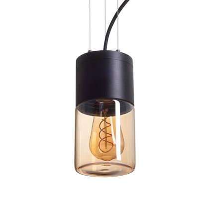 RENDL outdoor lamp QUINN pendant black amber-colored glass 230V LED E27 11W IP54 R14130 6