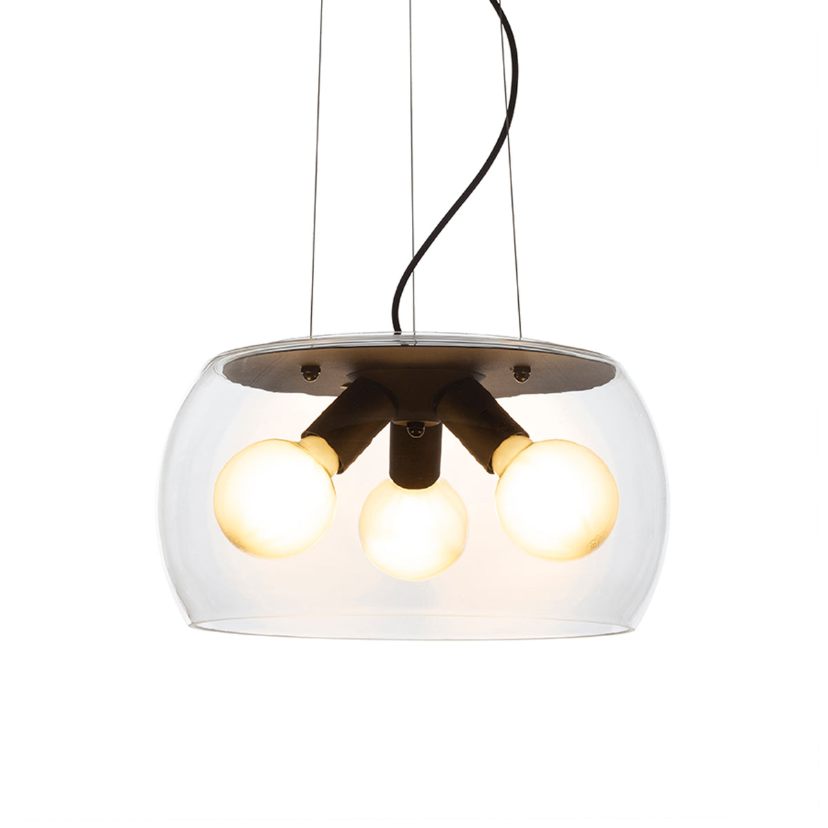 RENDL pendant lamp AMANDA pendant matte black clear glass 230V LED E27 3x15W R14134 2