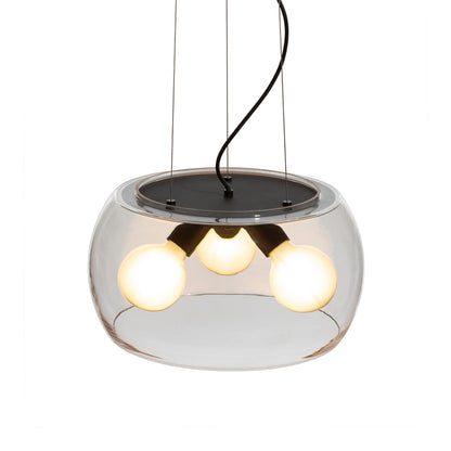 RENDL pendant lamp AMANDA pendant matte black clear glass 230V LED E27 3x15W R14134 3