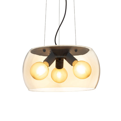 RENDL pendant lamp AMANDA pendant matte black amber-colored glass 230V LED E27 3x15W R14135 1