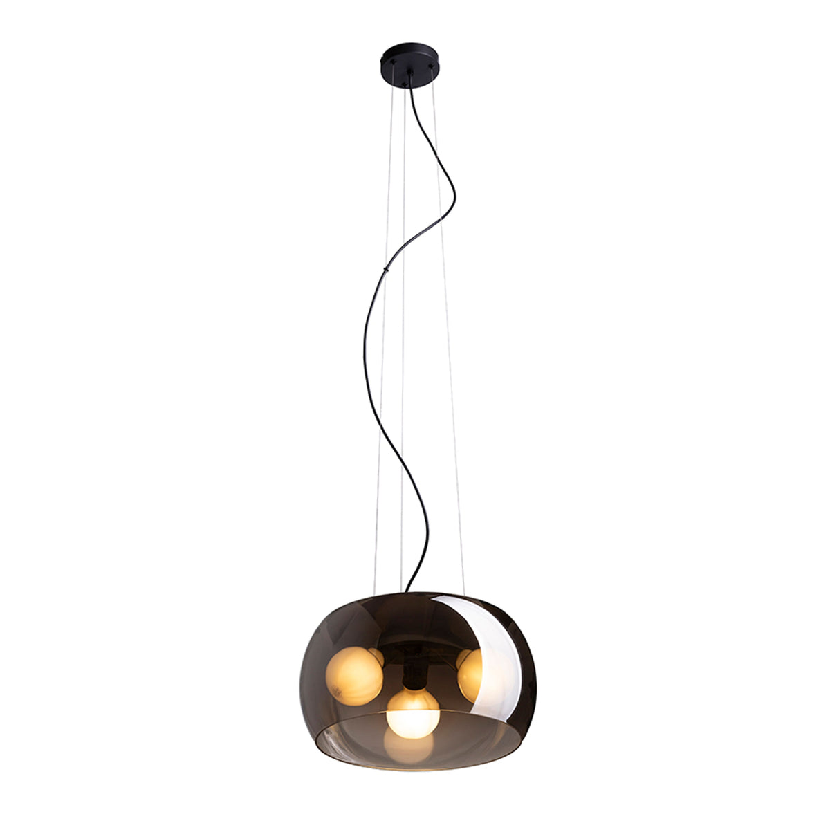 RENDL pendant lamp AMANDA pendant matte black smoke-colored glass 230V LED E27 3x15W R14136 1