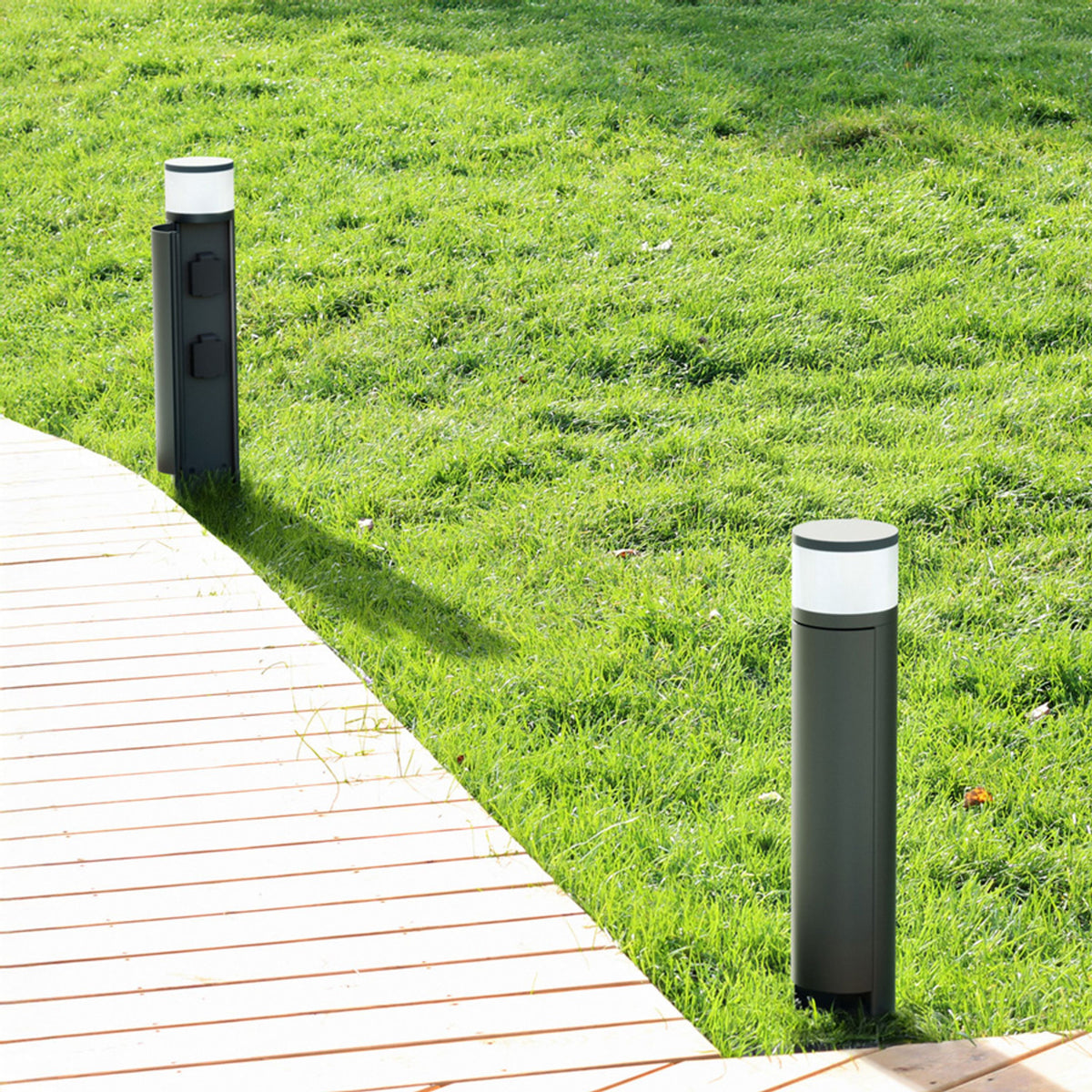 RENDL outdoor lamp JEAN 50 bollard with power sockets anthracite grey  230V LED G9 5W IP54 R14173 5