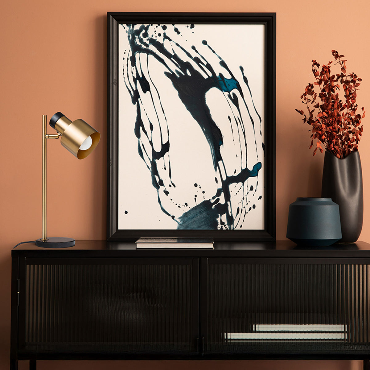 RENDL table lamp DIVINA table brass/black marble decor 230V LED E27 5W R14261 5
