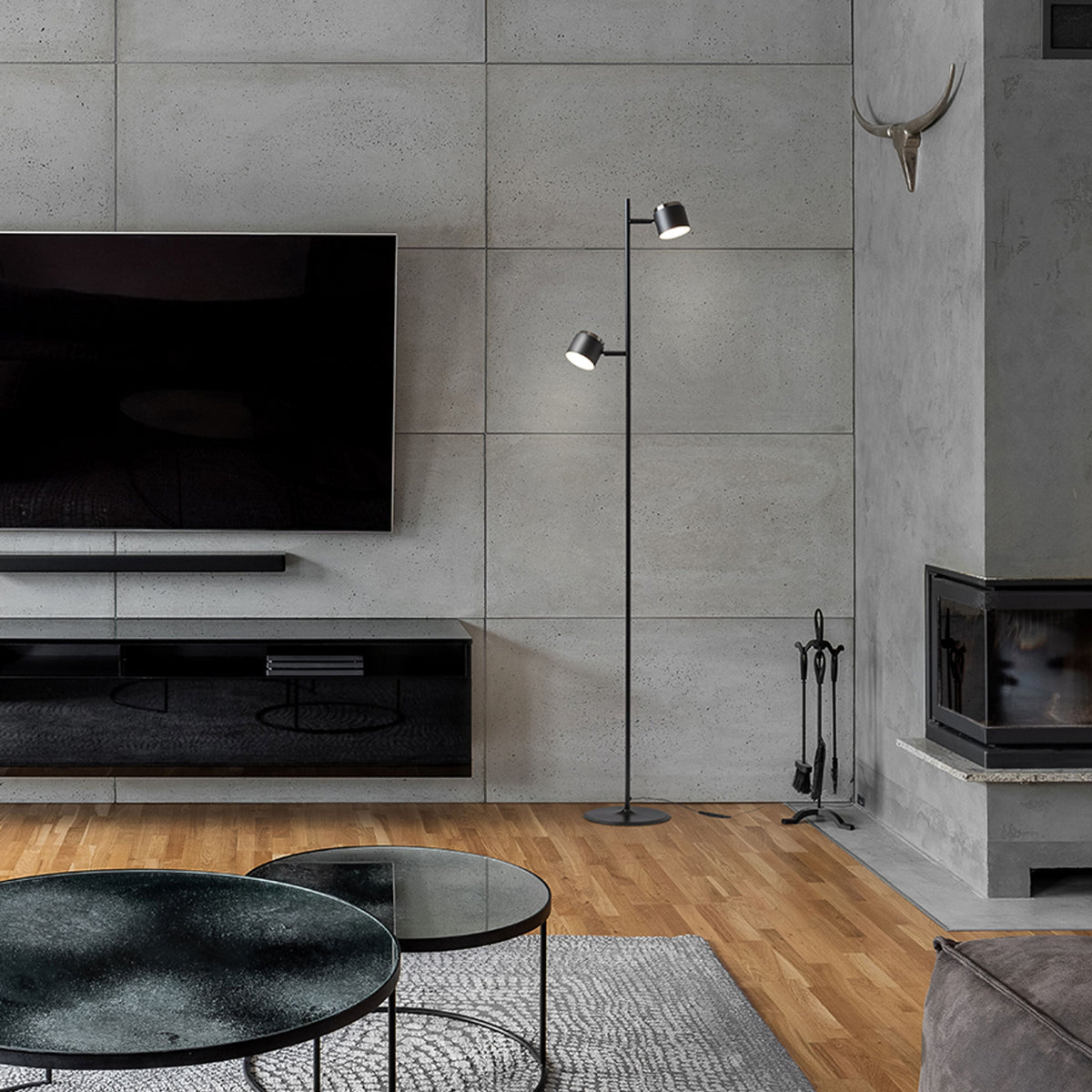 RENDL floor lamp NOVA II floor black chrome/frosted acrylic 230V LED 2x3.5W 3000K R14277 3