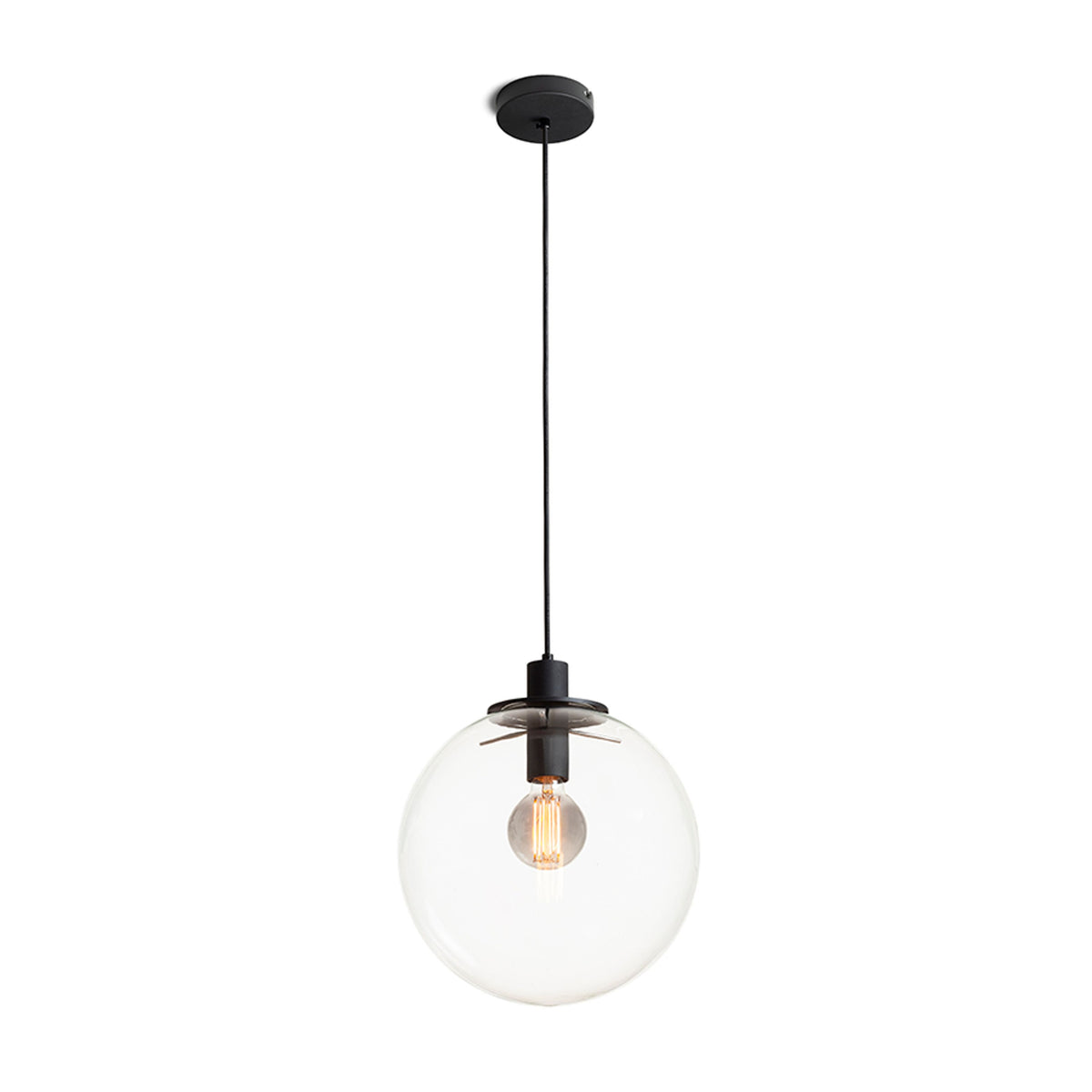 RENDL pendant lamp BOULDER 30 pendant clear glass/black 230V LED E27 15W R14393 1