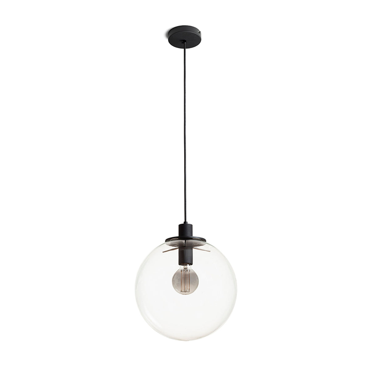 RENDL pendant lamp BOULDER 30 pendant clear glass/black 230V LED E27 15W R14393 4