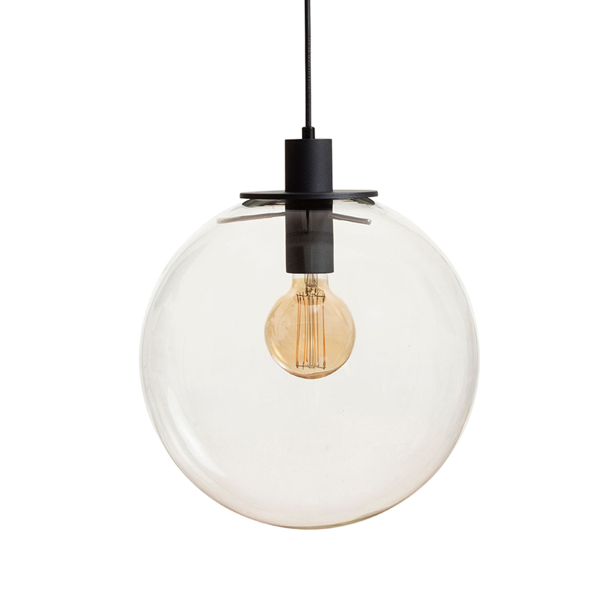 RENDL pendant lamp BOULDER 30 pendant clear glass/black 230V LED E27 15W R14393 6