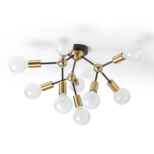 RENDL surface mounted lamp ARTEMIA 9 ceiling black brushed brass 230V LED E27 9x15W R14397 1