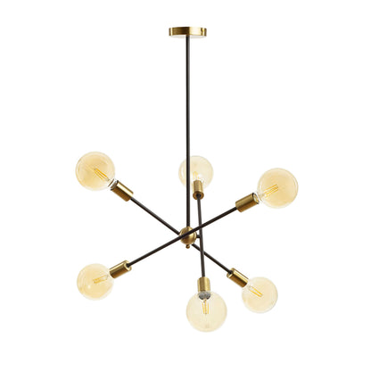 RENDL pendant lamp ARTEMIA 6 on a pole black brushed brass 230V LED E27 6x15W R14398 1