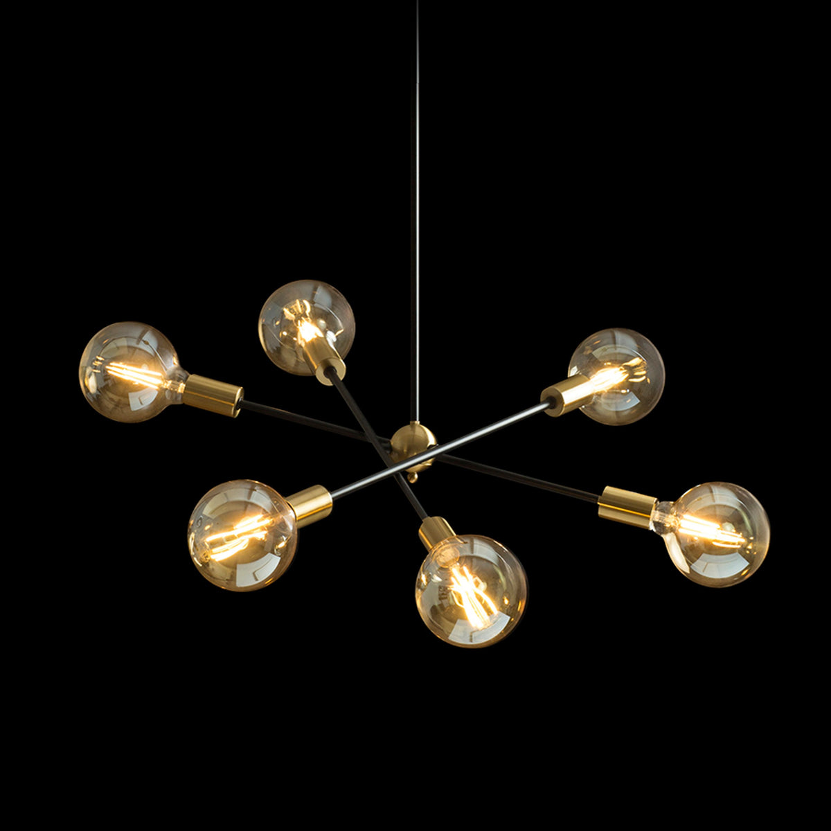 RENDL pendant lamp ARTEMIA 6 on a pole black brushed brass 230V LED E27 6x15W R14398 4