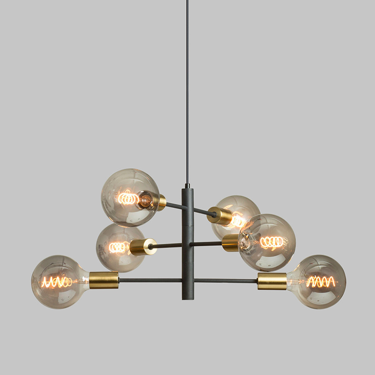 RENDL pendant lamp ARTEMIA 6 pendant black brushed brass 230V LED E27 6x15W R14399 12