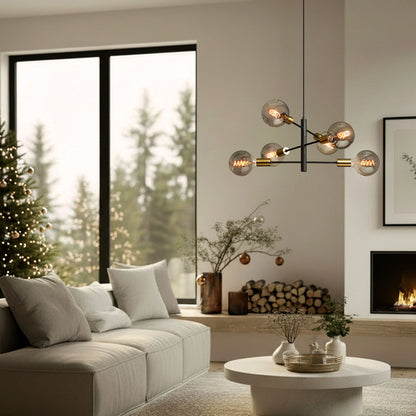 RENDL pendant lamp ARTEMIA 6 pendant black brushed brass 230V LED E27 6x15W R14399 2