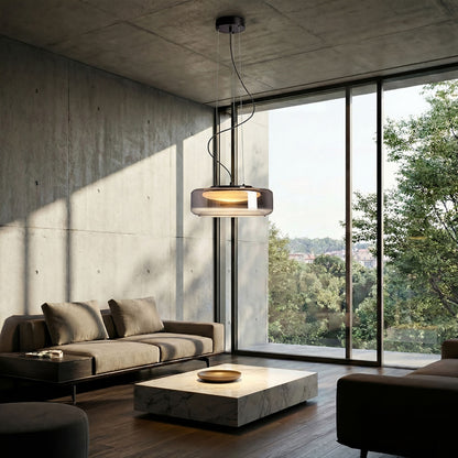 RENDL pendant lamp NAOMI 35 pendant  smoke-colored glass/frosted glass/black 230V LED 18W  3000K R14400 6