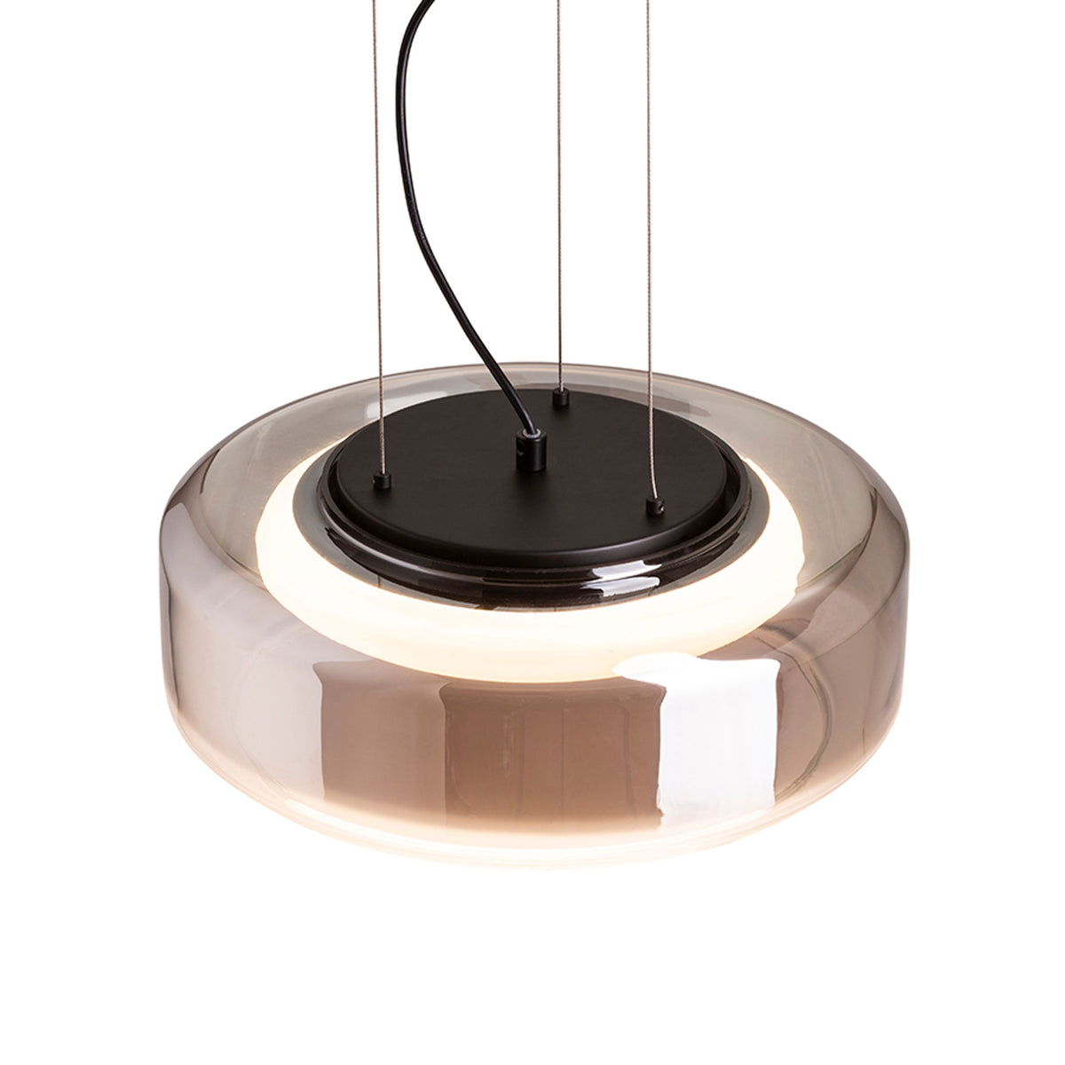 RENDL pendant lamp NAOMI 35 pendant  smoke-colored glass/frosted glass/black 230V LED 18W  3000K R14400 7