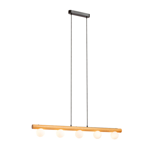 RENDL pendant lamp NOCTIS pendant wood/opal-colored glass 230V LED G9 5x7W R14460 1