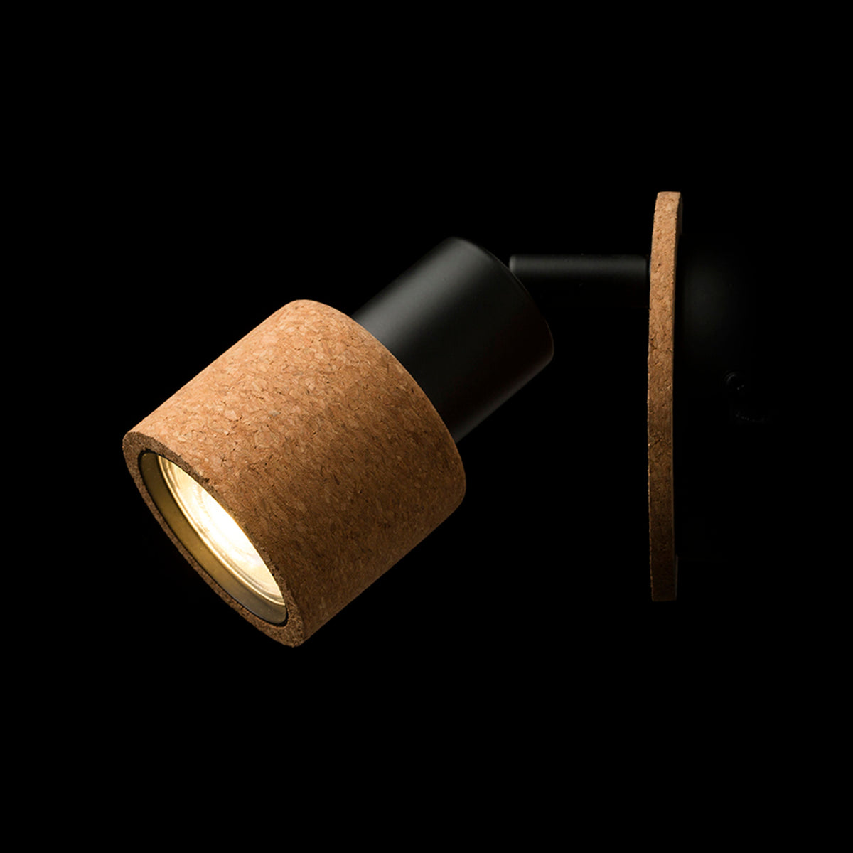 RENDL spotlight ASTRA wall  cork/black 230V LED GU10 4.5W R14464 3