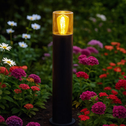 RENDL outdoor lamp QUINN 60 floor black amber-colored glass 230V LED E27 11W IP54 R14497 5