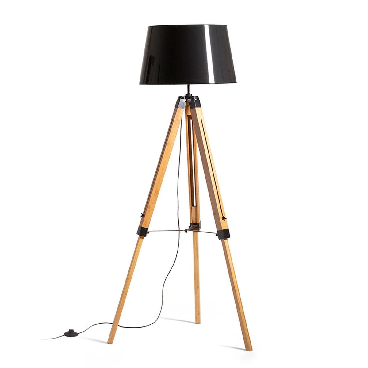 RENDL floor lamp ALVIS/RIDICK floor shiny black golden foil/bamboo/black 230V LED E27 15W R14501 1