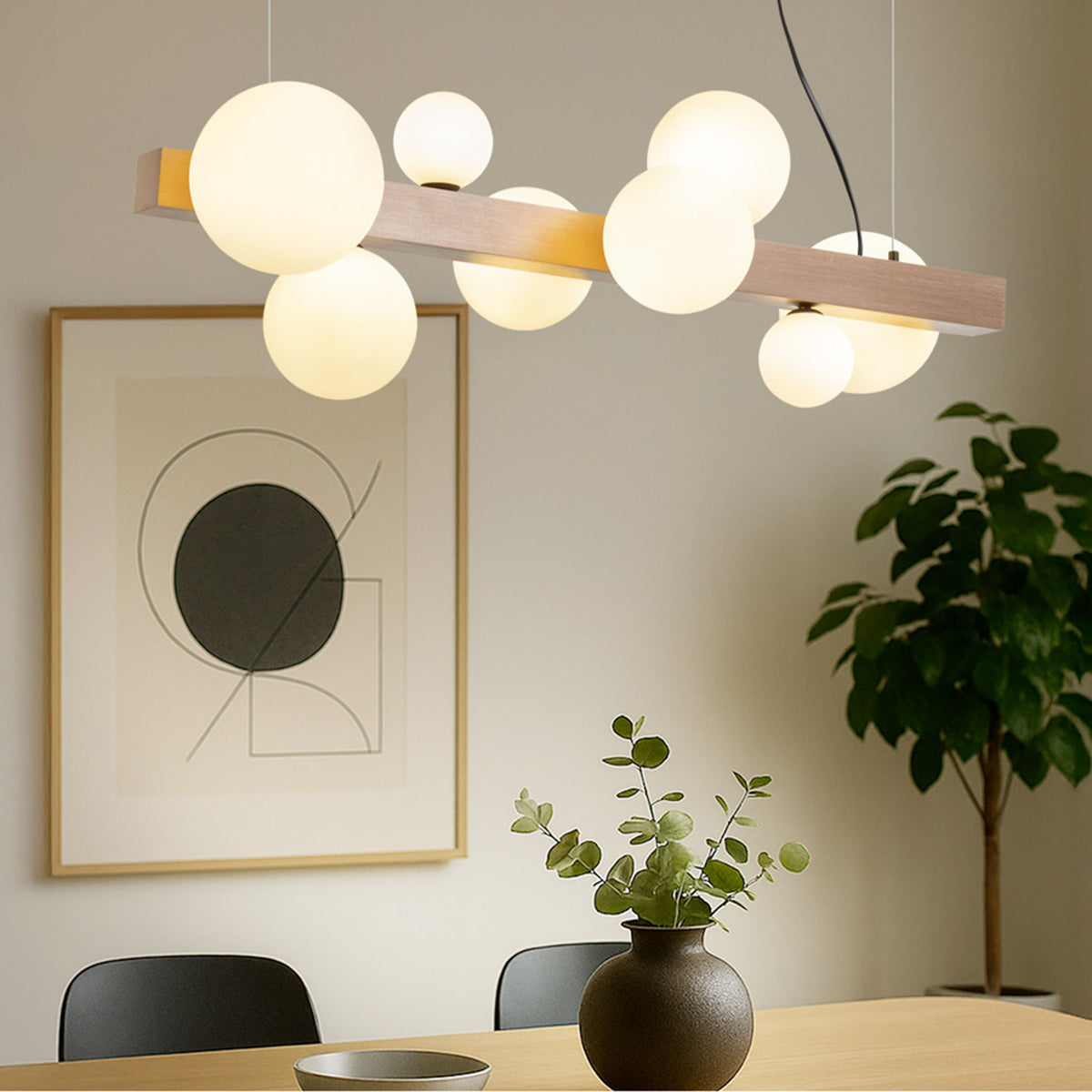 RENDL pendant lamp KASSANDRA pendant opal-colored glass/brushed bronze 230V G9 8x6W R14554 7